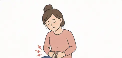 Illustration of a woman experiencing menstrual discomfort