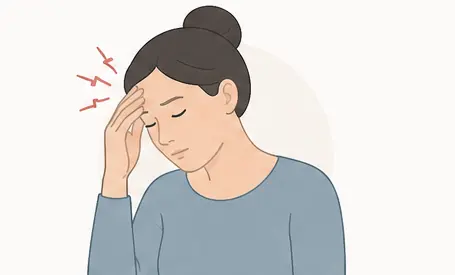 Illustration of a woman experiencing a migraine
