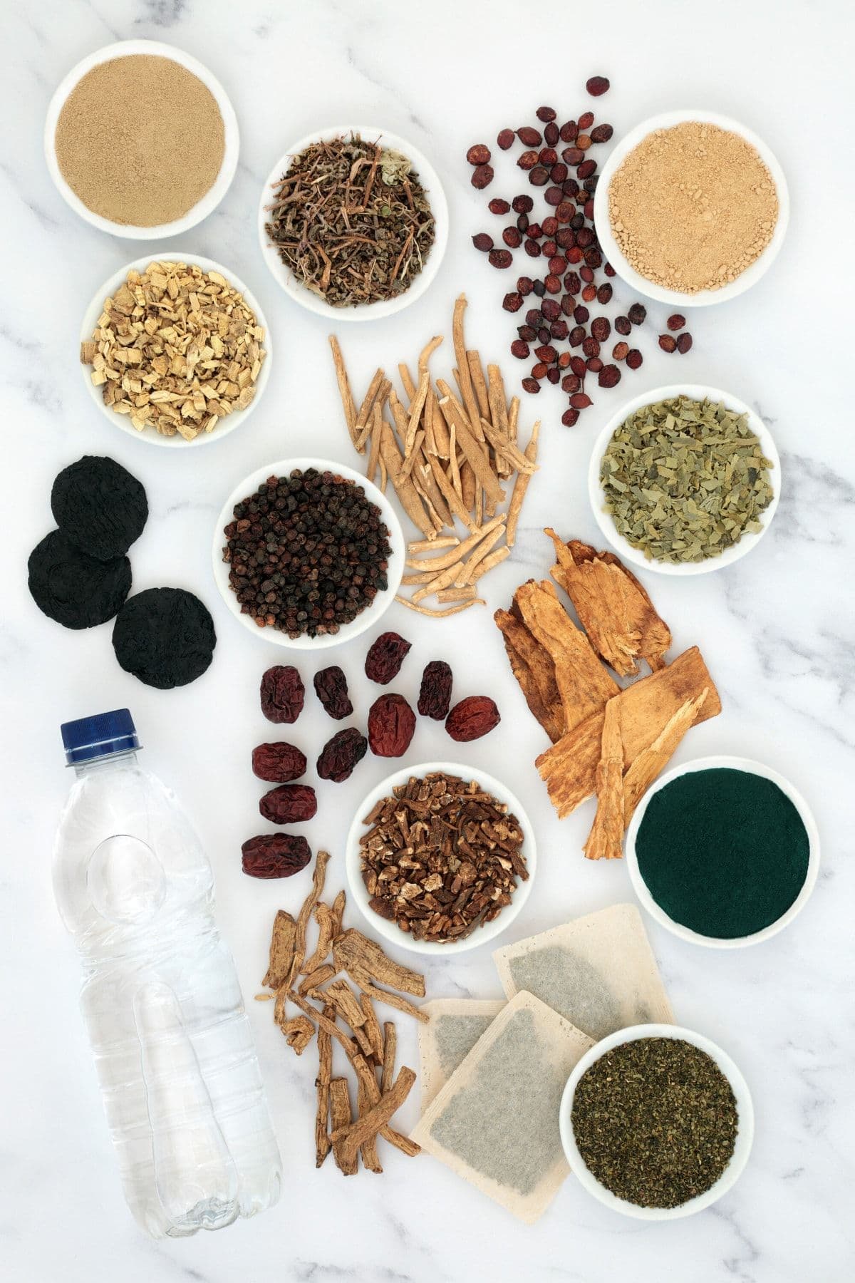 Traditional herbs arranged for a digestive and wellness consultation