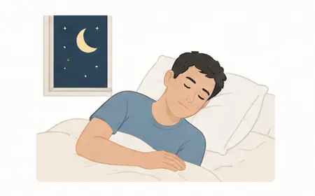 Illustration of a person sleeping at night